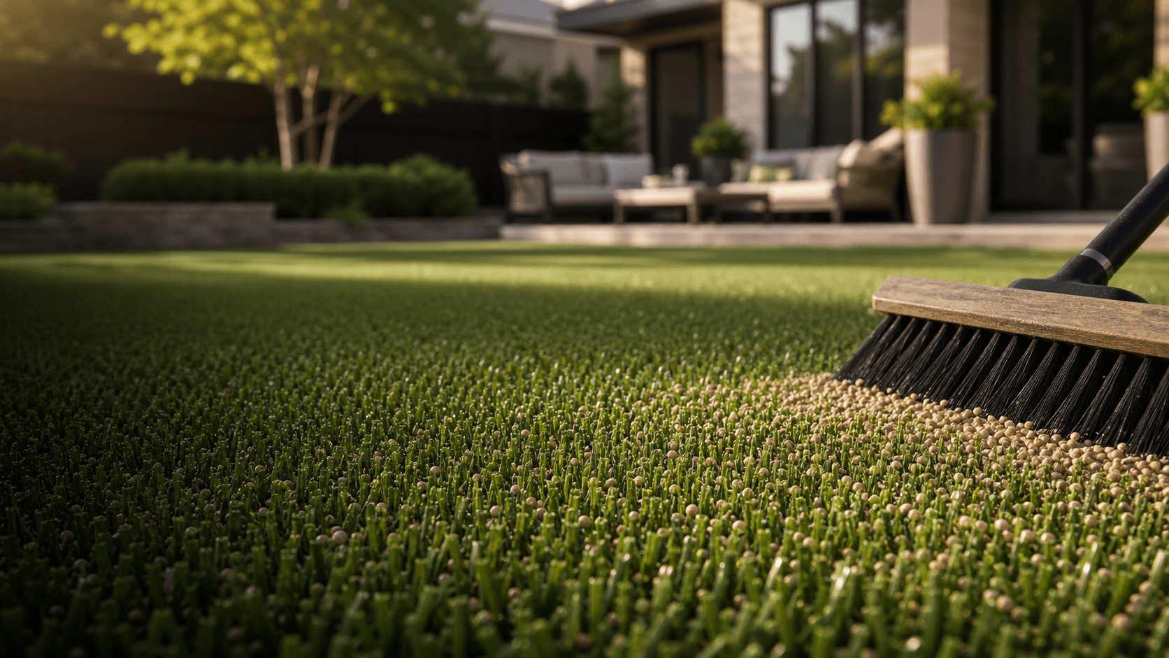 Envirofill infill brushed into artificial turf