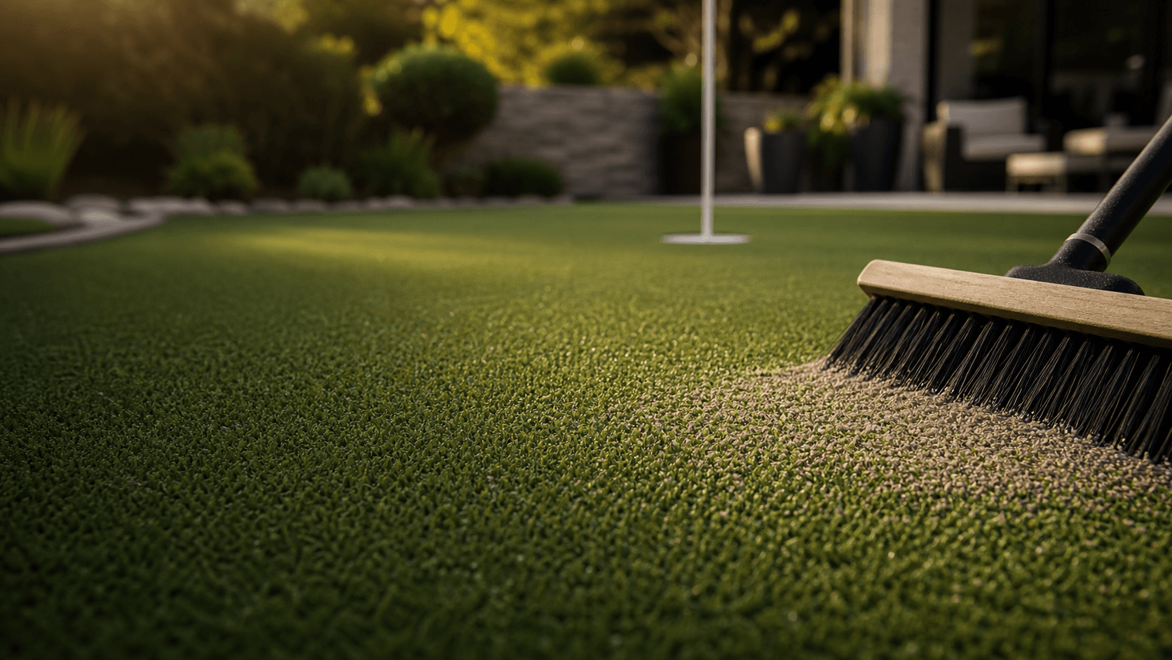 Putting Green Infill infill brushed into artificial turf