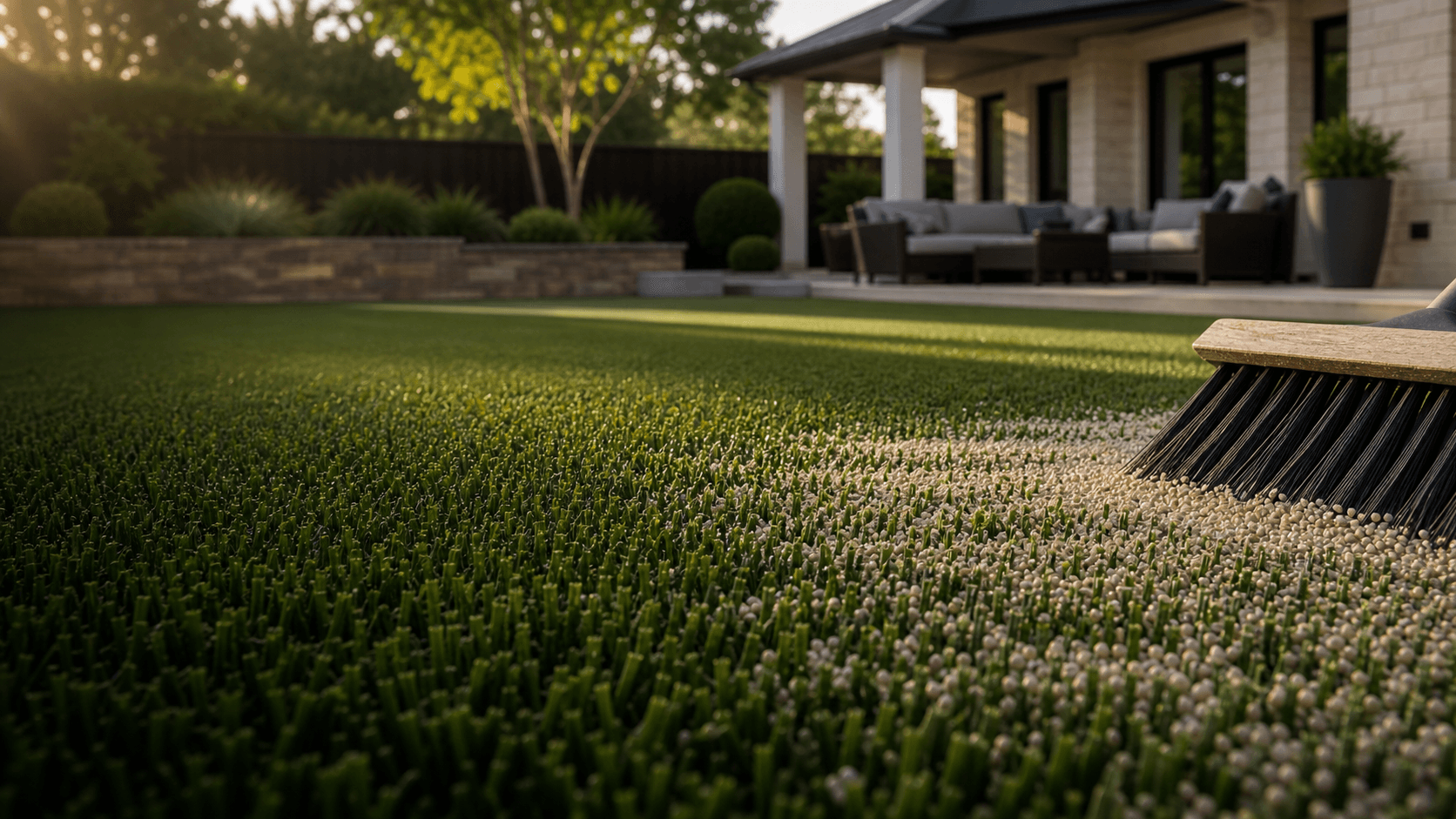 Silica infill brushed into artificial turf
