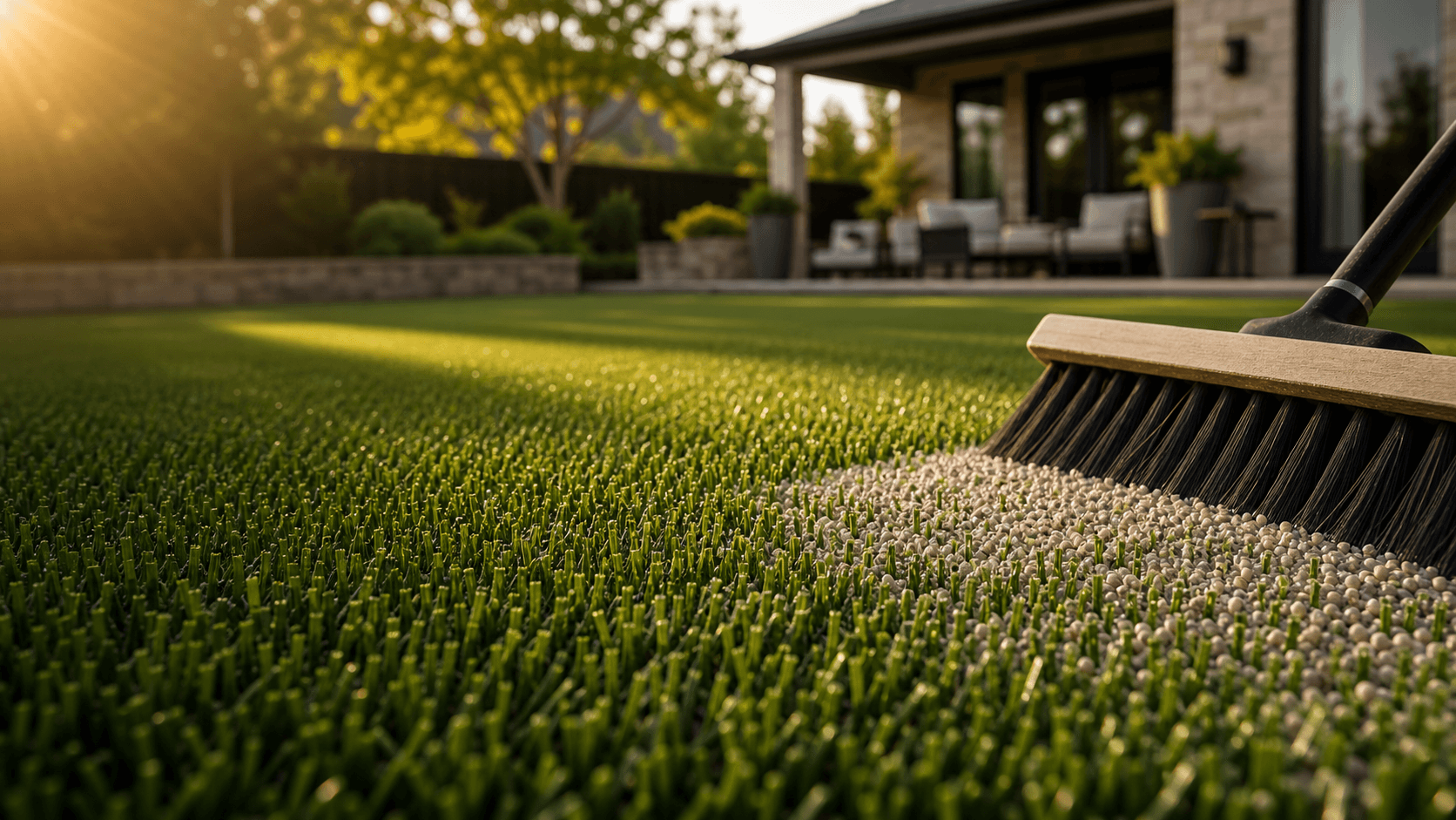 T-Cool infill brushed into artificial turf