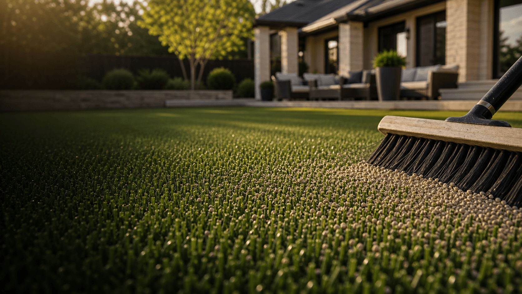 Wonderfill infill brushed into artificial turf